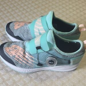 New Balance Kids Aqua and Peach Sneakers